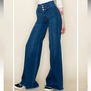 O2 Medium Wash Blue front seam Wide-Leg Women's Jeans 29